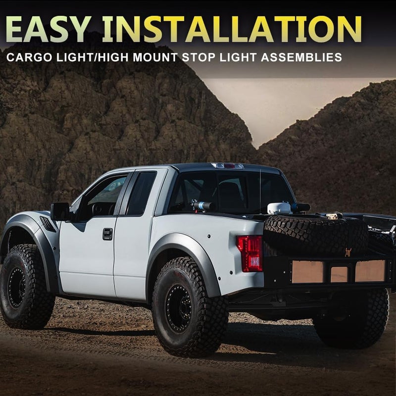 GPLUS 3rd Brake Light, Compatible with 2004-2008 Ford F150 Truck Third Brake Lights Assembly High Mount Center Rear Roof Third Cargo Light Parking Light Halogen, Clear/Red Lens Black Housing - Image 5